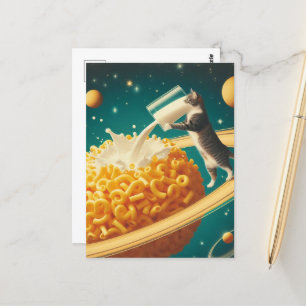 Surreal dryck med glas av Mjölk på Pasta-planeten Vykort