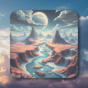 Surreal Etheral liggande Magic World Fyrkantigt Klistermärke