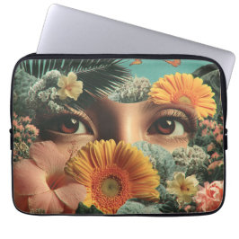 Surreal Eyes and Flowers with Butterflies Laptop Fodral