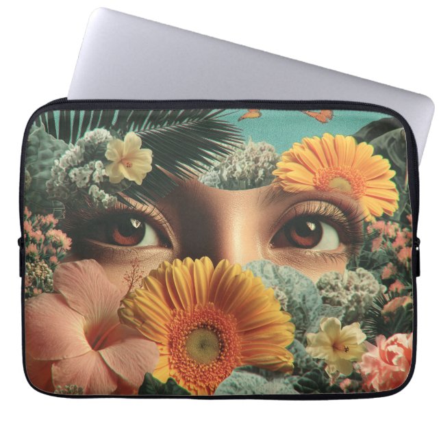 Surreal Eyes and Flowers with Butterflies Laptop Fodral (Framsidan)