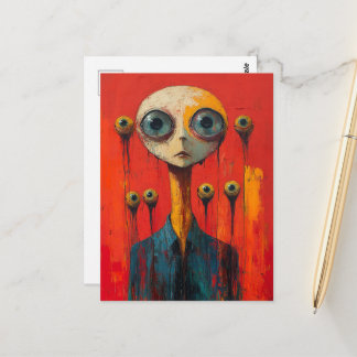 Surreal Face With  Several Eyes Vykort