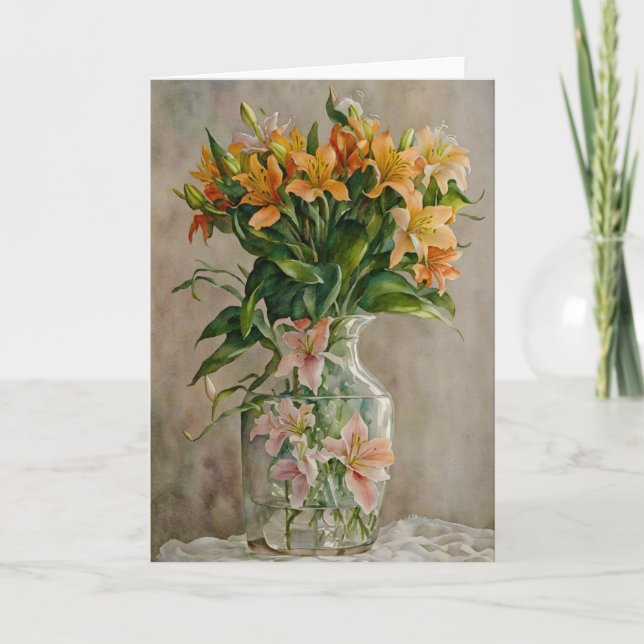 Surreal Fantasy Art Vas of Lily Flowers Note Card Kort (Framsida)