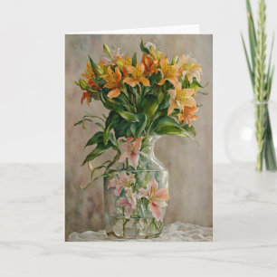Surreal Fantasy Art Vas of Lily Flowers Note Card Kort