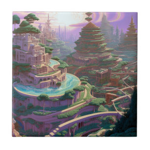 Surreal Fantasy City Kakelplatta