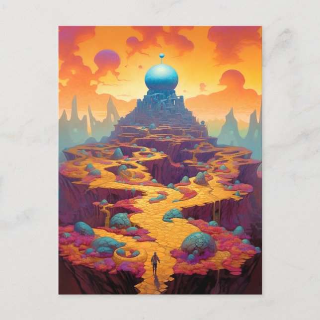 Surreal Fantasy City Vykort (Framsida)