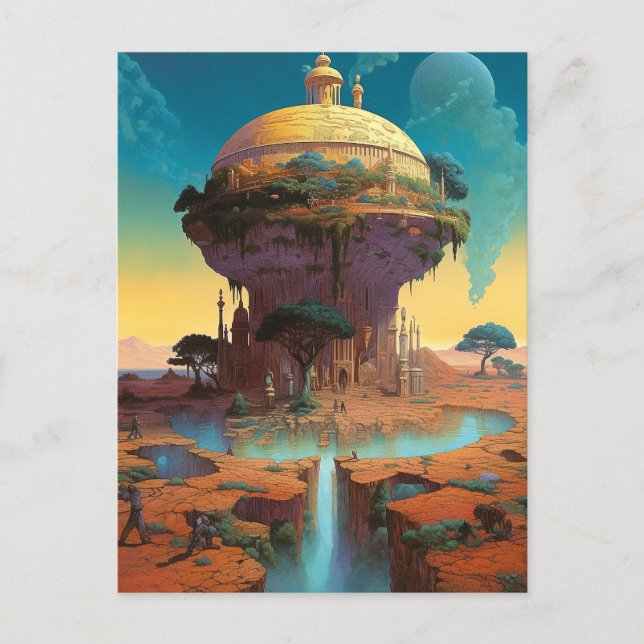 Surreal Fantasy City Vykort (Framsida)