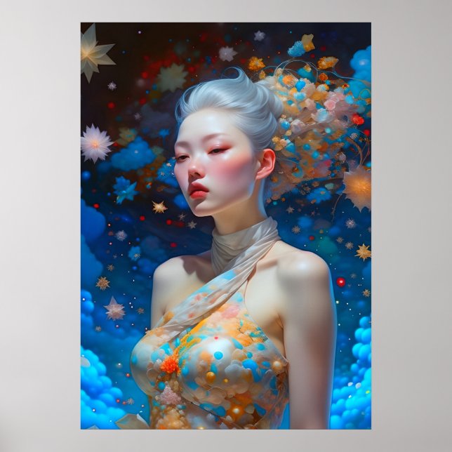Surreal Fantasy Fantastic Asian Girl Art Ai Poster (Framsidan)