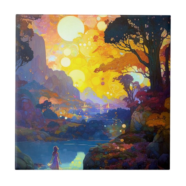 Surreal Fantasy liggande art Kakelplatta (Framsidan)