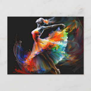 Surreal Färg Blast Dancing Ballerina Vykort
