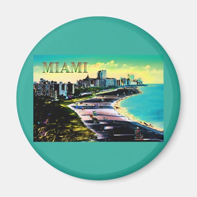 Surreal Färg Miami Beach Florida Magnet (Framsidan)