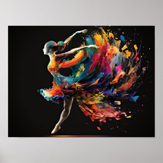 Surreal Färg Stänk Ballerina Poster (Framsidan)