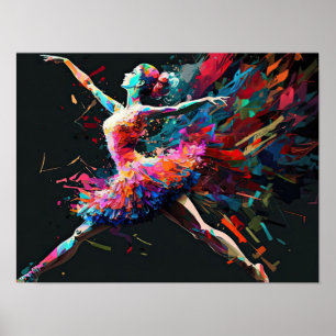 Surreal Färg Stänk Dancing Ballerina Poster