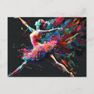 Surreal Färg Stänk Dancing Ballerina Vykort