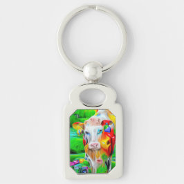 Surreal Farm Art Rektangulärt Silverfärgad Nyckelring