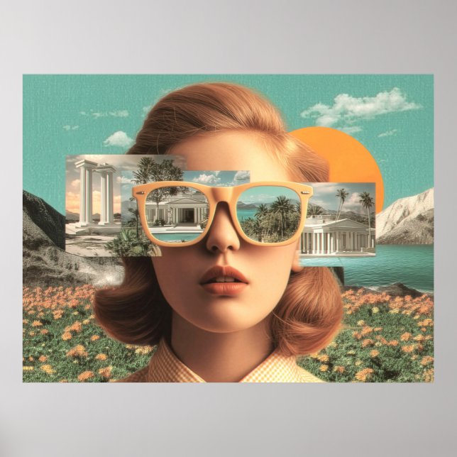 Surreal female portrait with retro sunglasses poster (Framsidan)