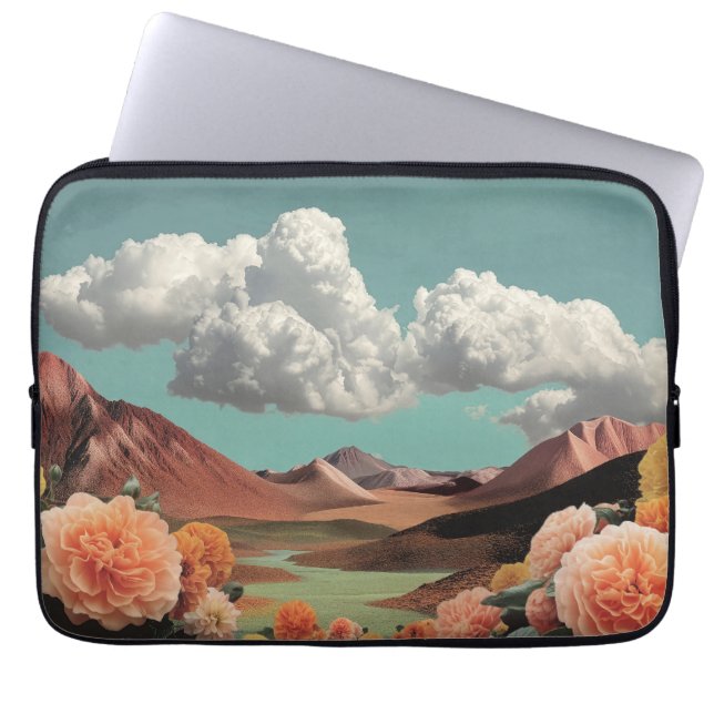 Surreal Floral Mountainscape With Dramatic Clouds Laptop Fodral (Framsidan)