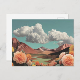 Surreal Floral Mountainscape With Dramatic Clouds Vykort