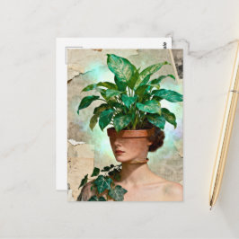 Surreal Flower Pot Woman Vykort