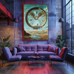 Surreal Flytande cirkulär struktur med Abstrakt Poster