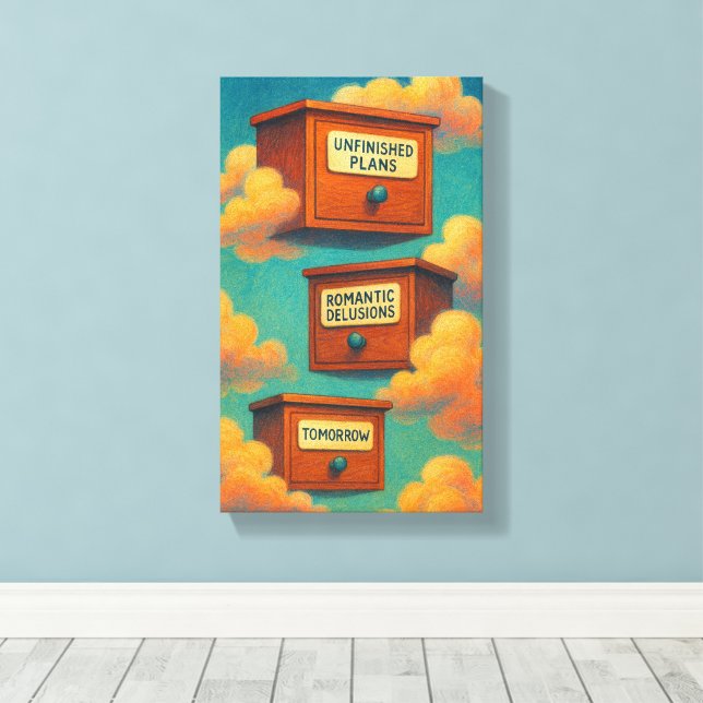 Surreal Flytande kabinett Canvas Wall Art Gift (Insitu (trägolv))