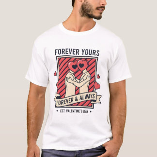 Surreal "Forever Yours" Heart-Headed Couple T Shirt