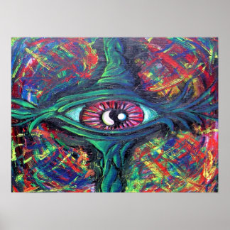 Surreal Förvrängd Trippig Ögon Visionär Oljemålnin Poster