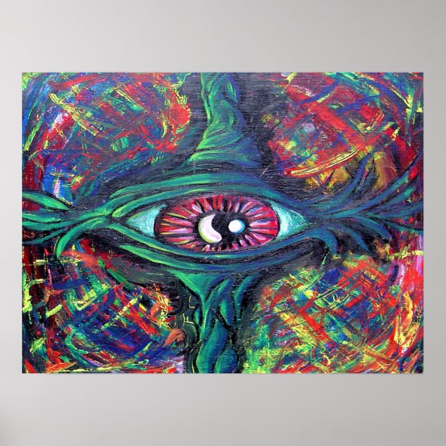 Surreal Förvrängd Trippig Ögon Visionär Oljemålnin Poster (Framsidan)