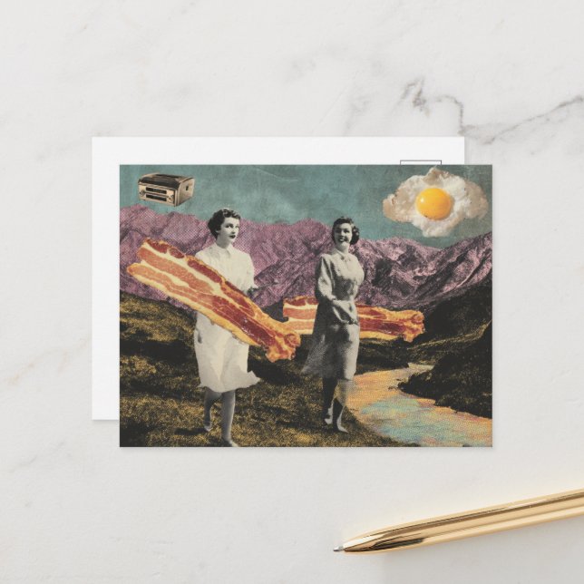 Surreal frukost med Bacon och ägg Vykort (Fram/Back In Situ)