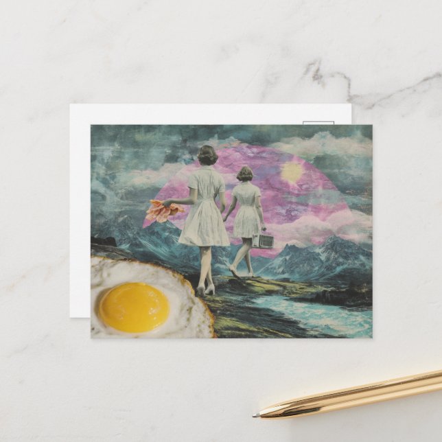 Surreal frukost med Bacon och ägg Vykort (Fram/Back In Situ)