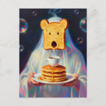 Surreal frukost Toast pannkakor och kaffe