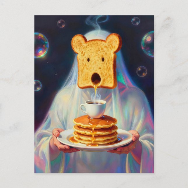 Surreal frukost Toast pannkakor och kaffe  Vykort (Framsida)