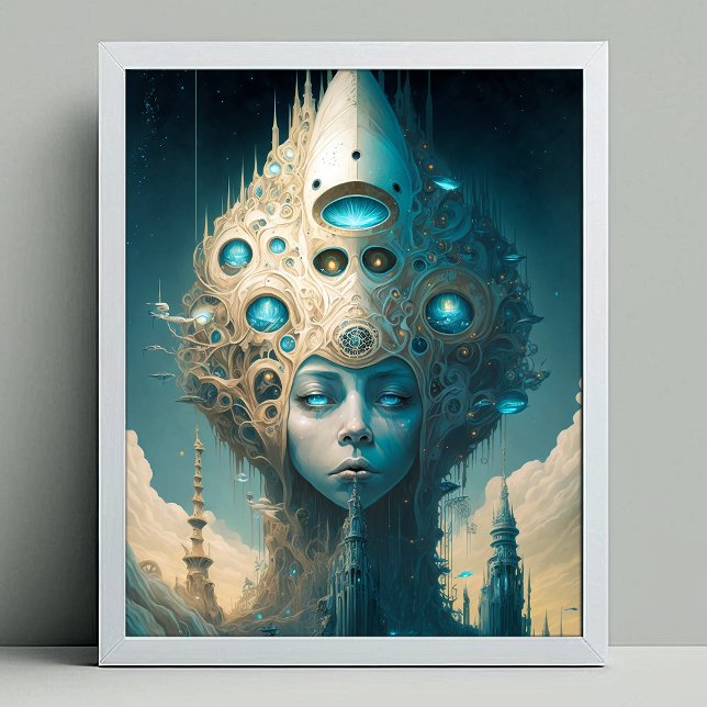 Surreal Futuristiska Alien Woman Lanscape Poster (Skapare uppladdad)