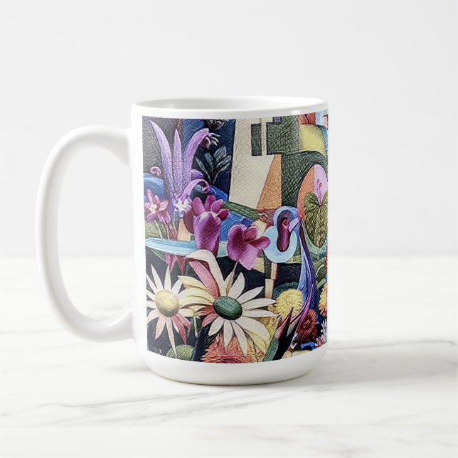 Surreal Garden - Blommigt Illustration design 1 Kaffemugg (Vänster)