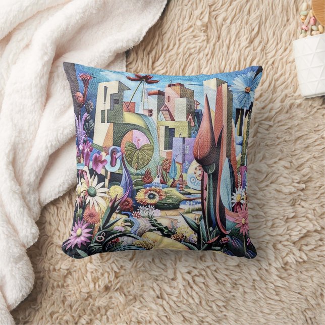 Surreal Garden - Blommigt Illustration design 1 Kudde (Filt)