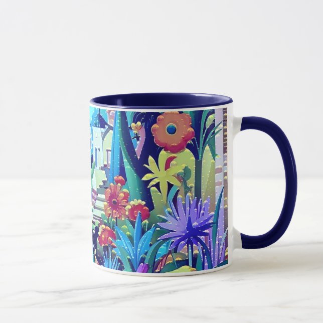 Surreal Garden - Blommigt Illustration design 2 Mugg (Höger)