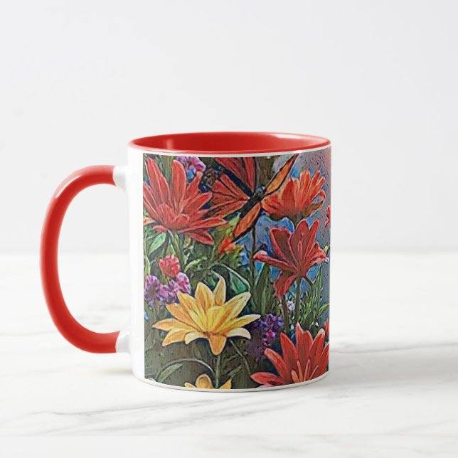 Surreal Garden - Blommigt Illustration design 3 Mugg (Vänster)