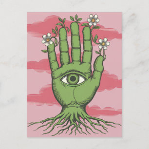 Surreal Gardeners Grönt Hand White Flowers Vykort