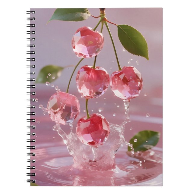 Surreal Gemstone Cherries med Rosa Stänk Anteckningsbok (Framsidan)