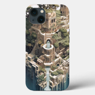 Surreal Geometric City Ligcape Fantasy Art