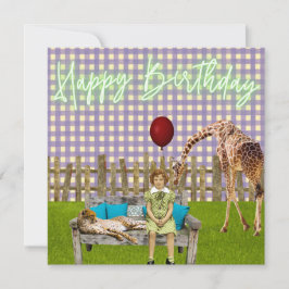 Surreal Girl and Zoo Animals Funky Birthday