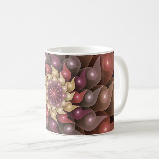 Surreal glänsande blomma modern abstrakt fraktal k kaffemugg (Framsida höger)