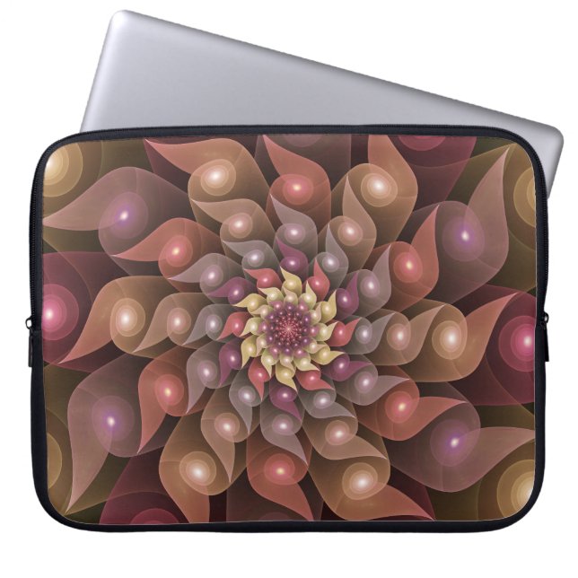 Surreal glänsande blomma modern abstrakt fraktal k laptop fodral (Framsidan)