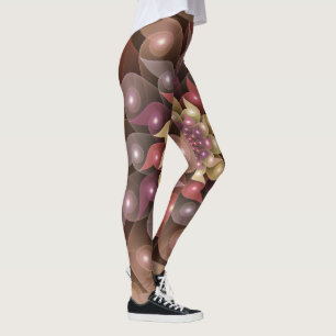 Surreal Glänsande Blomma Modern Abstrakt Fraktal K Leggings