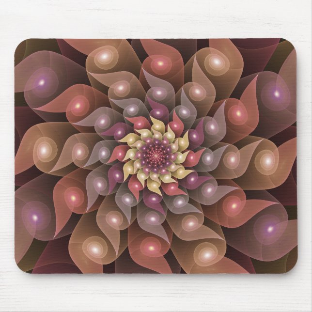 Surreal Glänsande Blomma Modern Abstrakt Fraktal K Musmatta (Framsidan)