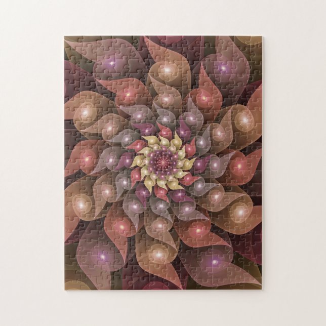 Surreal Glänsande Blomma Modern Abstrakt Fraktal K Pussel (Vertikal)