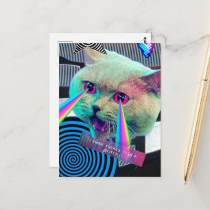 Surreal glitchkattcollage vykort