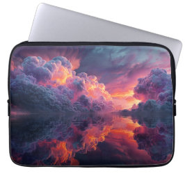Surreal Glowing Sunset Clouds Reflected In Water Laptop Fodral
