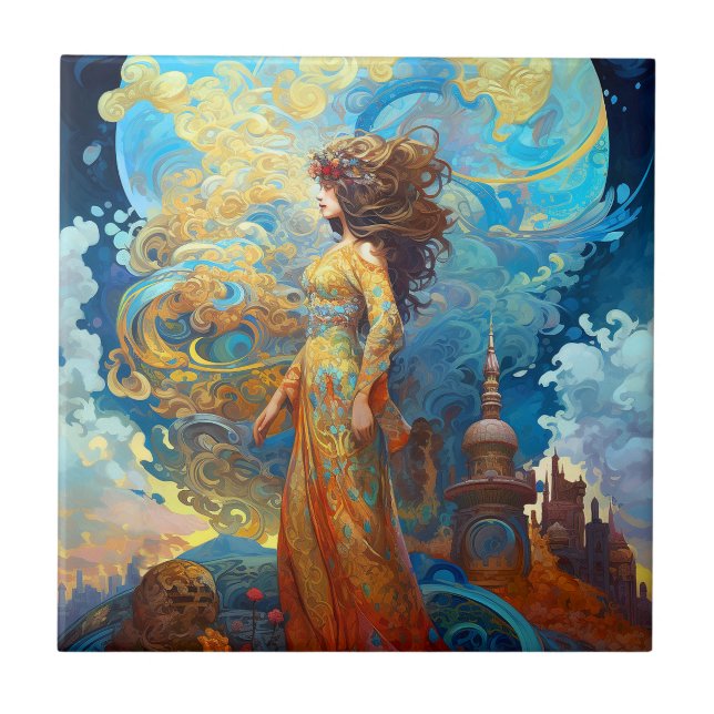 Surreal Goddes Queen Fantasy Art Kakelplatta (Framsidan)