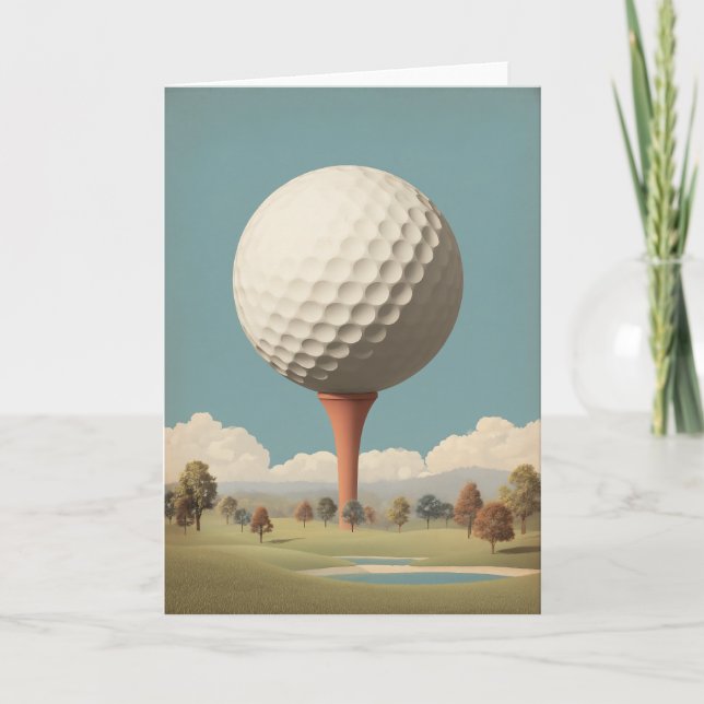 Surreal golfbollslandskap kort (Framsida)
