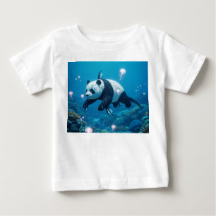 Surreal havspanda som simmar med maneter t shirt